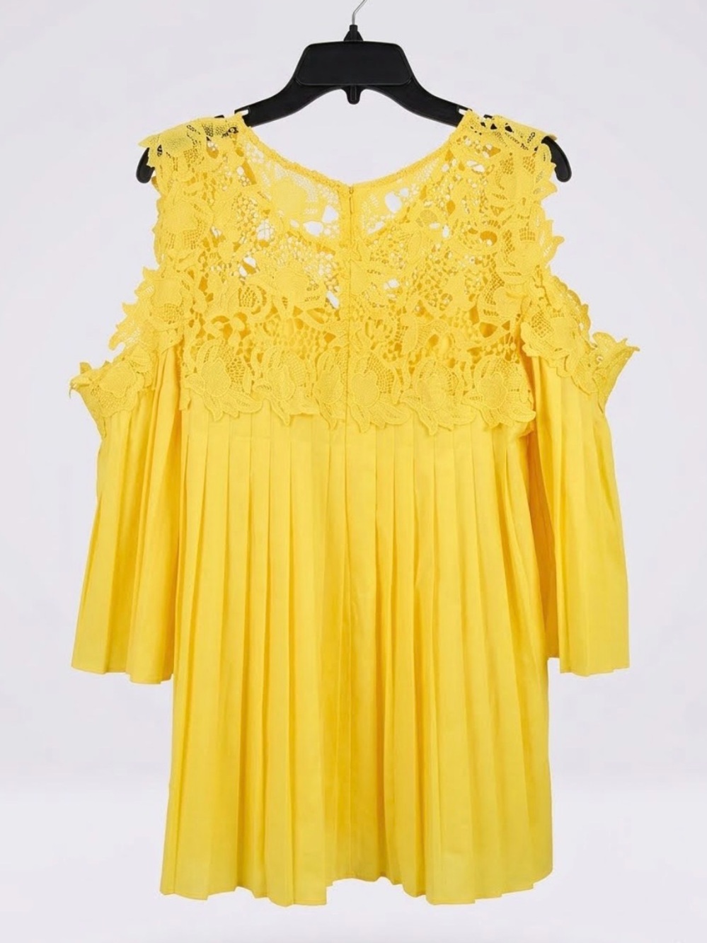 ✨💛🔆Juliette: Yellow Cold-Shoulder Blouse with Lace Yoke!